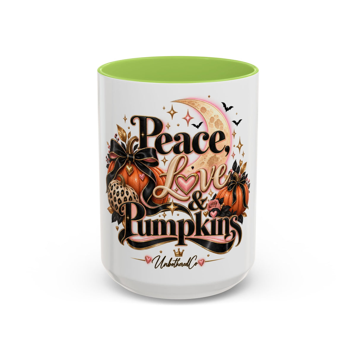 Accent Coffee Mug — "Peace, Love & Pumpkins" Fall Pumpkin Coffee Mug product image
