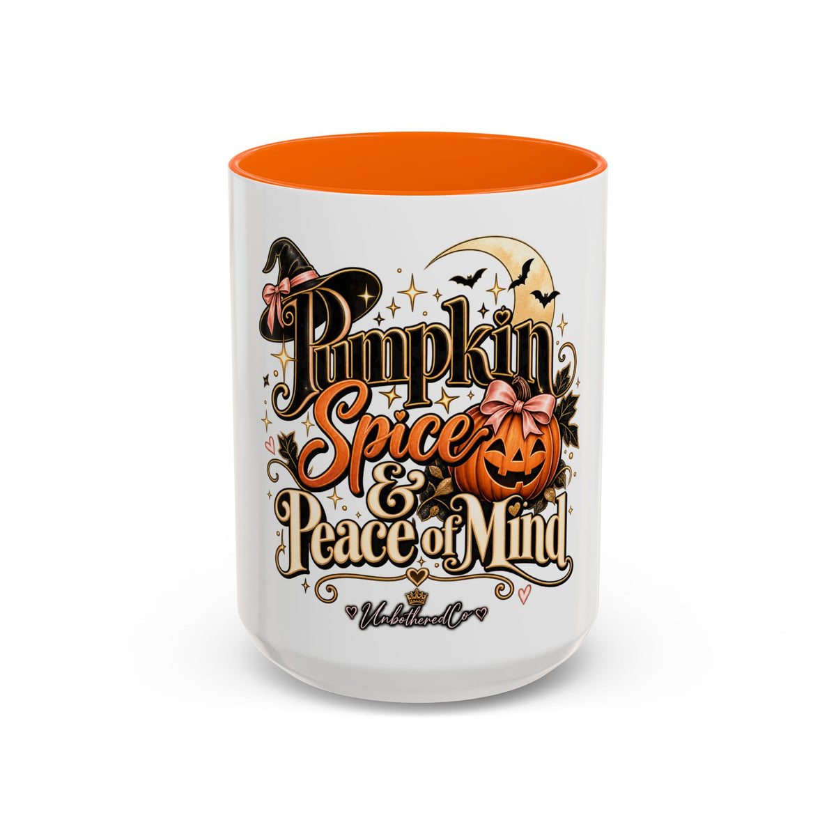 Pumpkin Spice & Peace of Mind Accent Mug — Fall Coffee Cup (15oz) product image