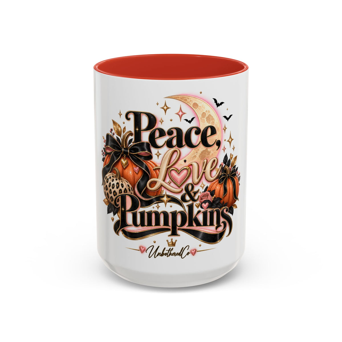 Accent Coffee Mug — "Peace, Love & Pumpkins" Fall Pumpkin Coffee Mug product image