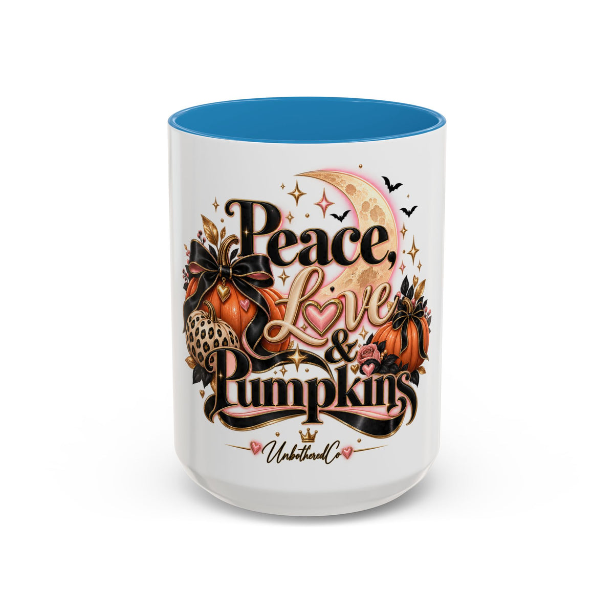 Accent Coffee Mug — "Peace, Love & Pumpkins" Fall Pumpkin Coffee Mug product image