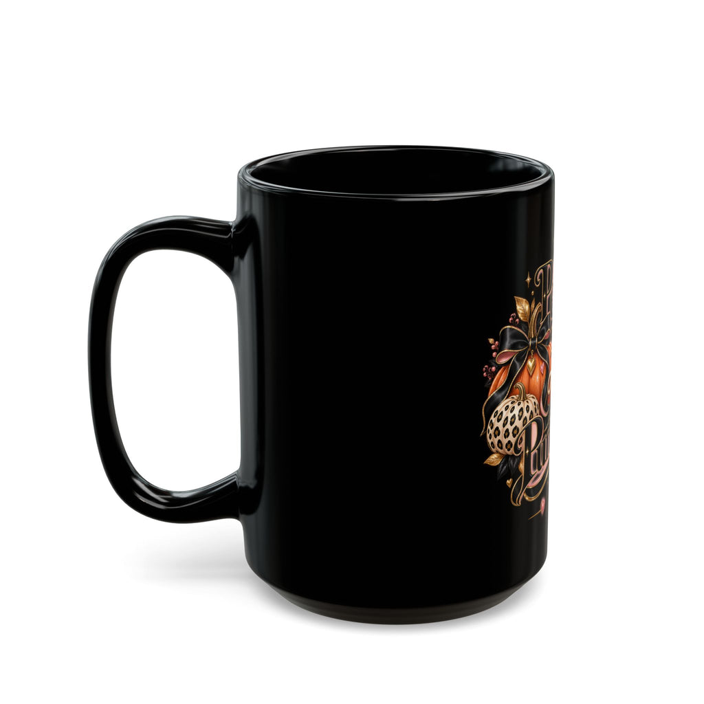 Peace, Love & Pumpkins Black Coffee Mug — Fall Halloween Autumn Decor (11oz/15oz) product image