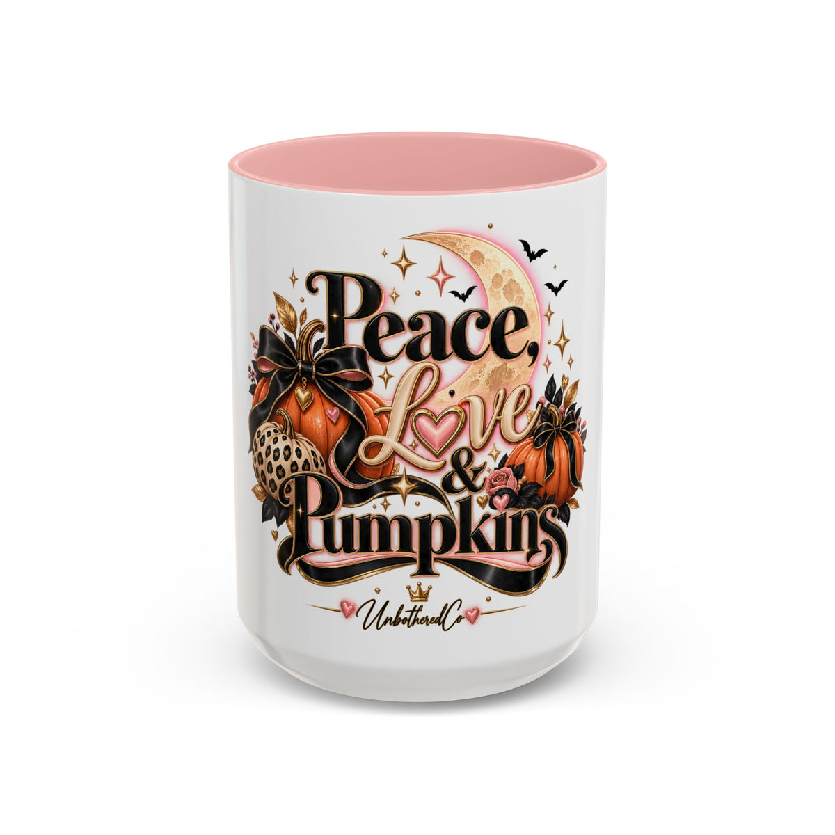 Accent Coffee Mug — "Peace, Love & Pumpkins" Fall Pumpkin Coffee Mug product image