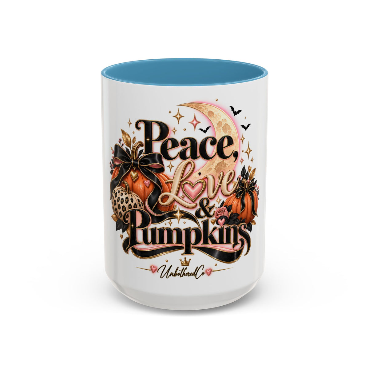 Accent Coffee Mug — "Peace, Love & Pumpkins" Fall Pumpkin Coffee Mug product image