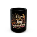 Here for the Boos & Boundaries Black Mug — Halloween Ghost Cup (15oz) product image