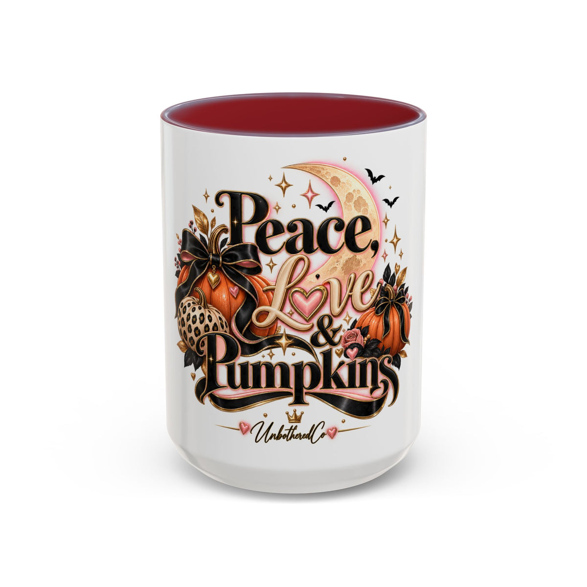 Accent Coffee Mug — "Peace, Love & Pumpkins" Fall Pumpkin Coffee Mug product image