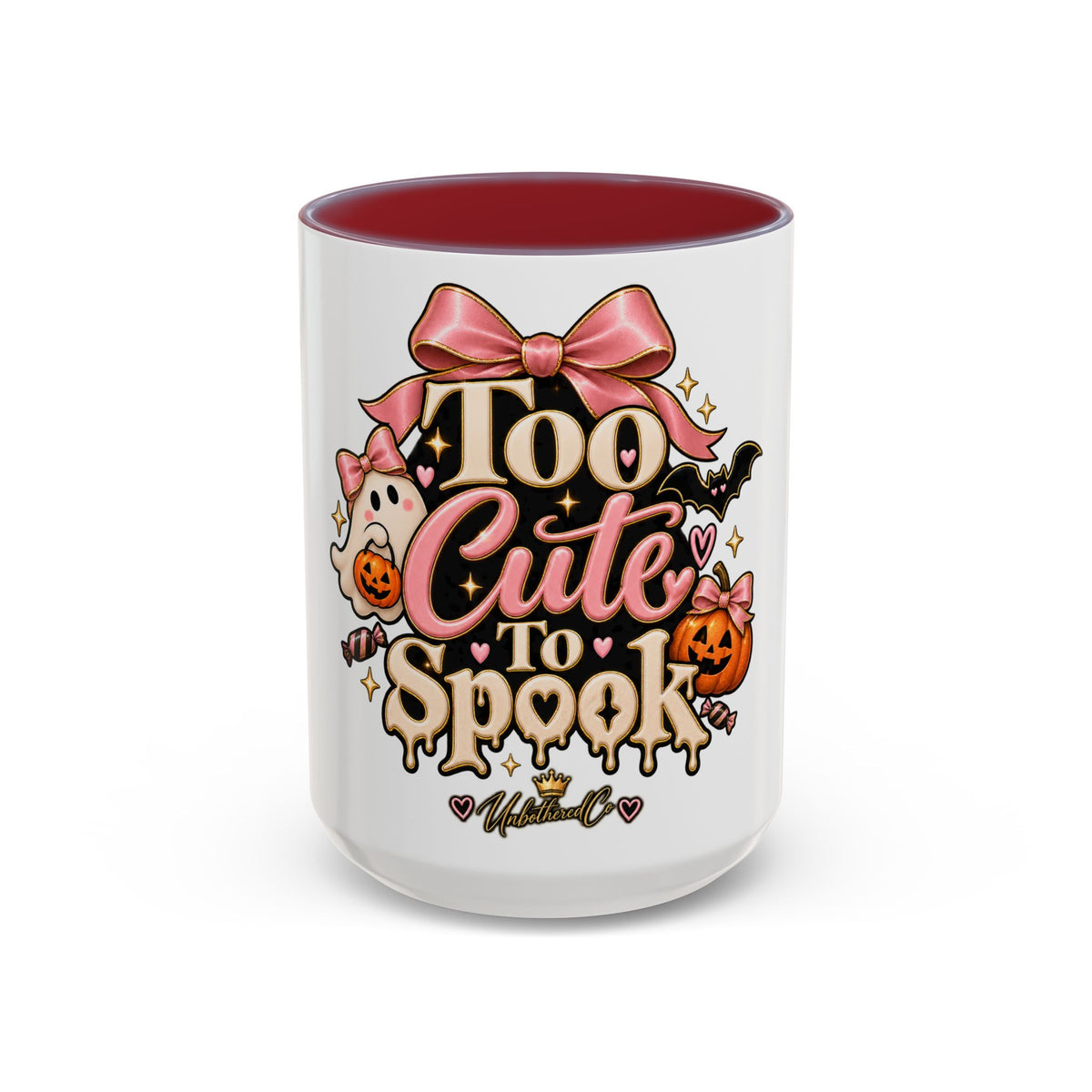 Too Cute to Spook Accent Mug — Halloween Ghost Coffee Cup (15oz) product image