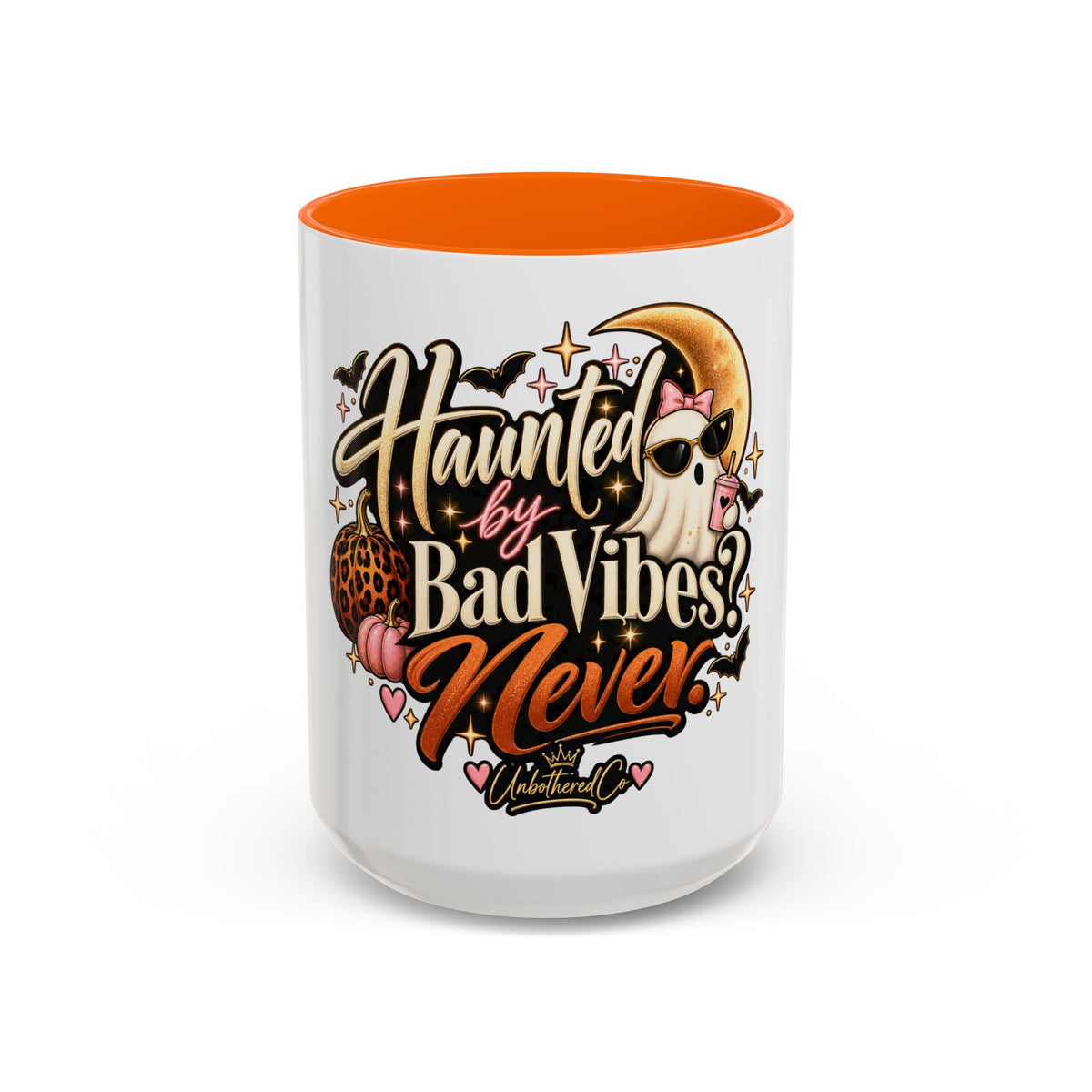 Haunted by Bad Vibes Never Mug — Halloween Cute Skull & Moon Coffee Cup (11/15oz) product image
