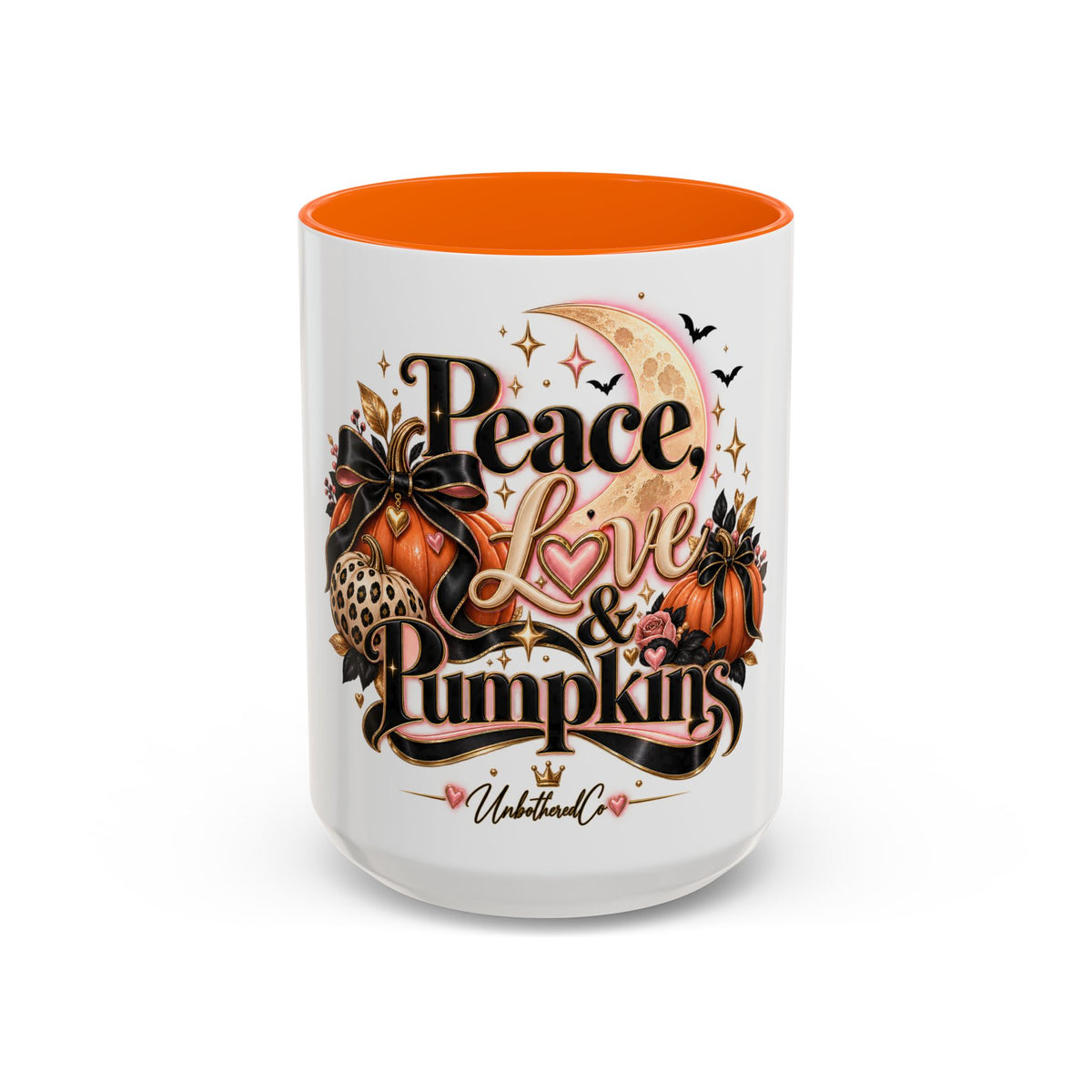 Accent Coffee Mug — "Peace, Love & Pumpkins" Fall Pumpkin Coffee Mug product image
