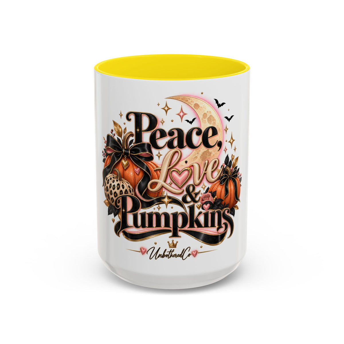 Accent Coffee Mug — "Peace, Love & Pumpkins" Fall Pumpkin Coffee Mug product image