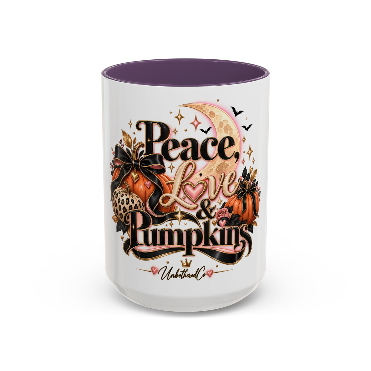 Accent Coffee Mug — "Peace, Love & Pumpkins" Fall Pumpkin Coffee Mug product image