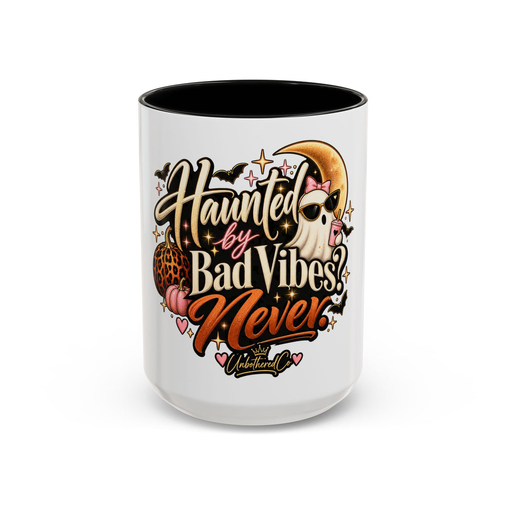 Haunted by Bad Vibes Never Mug — Halloween Cute Skull & Moon Coffee Cup (11/15oz) product image