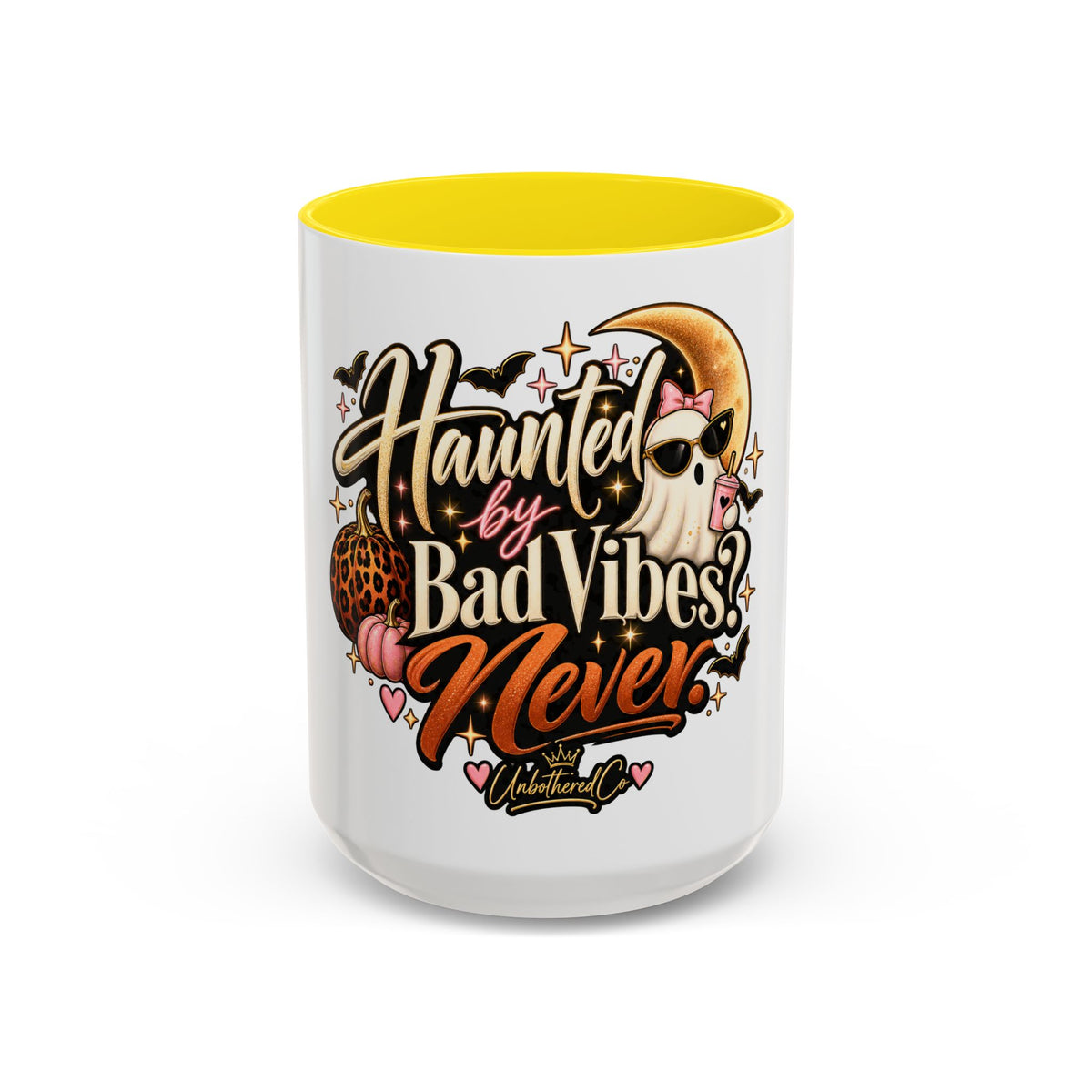 Haunted by Bad Vibes Never Mug — Halloween Cute Skull & Moon Coffee Cup (11/15oz) product image