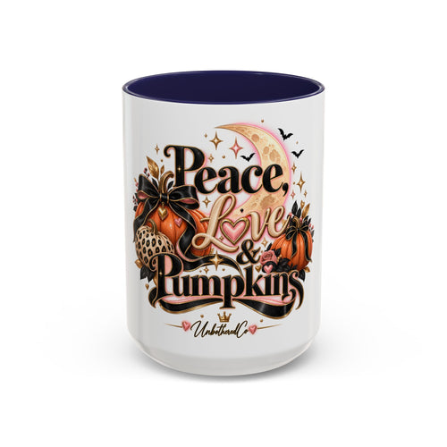 Accent Coffee Mug — "Peace, Love & Pumpkins" Fall Pumpkin Coffee Mug product image