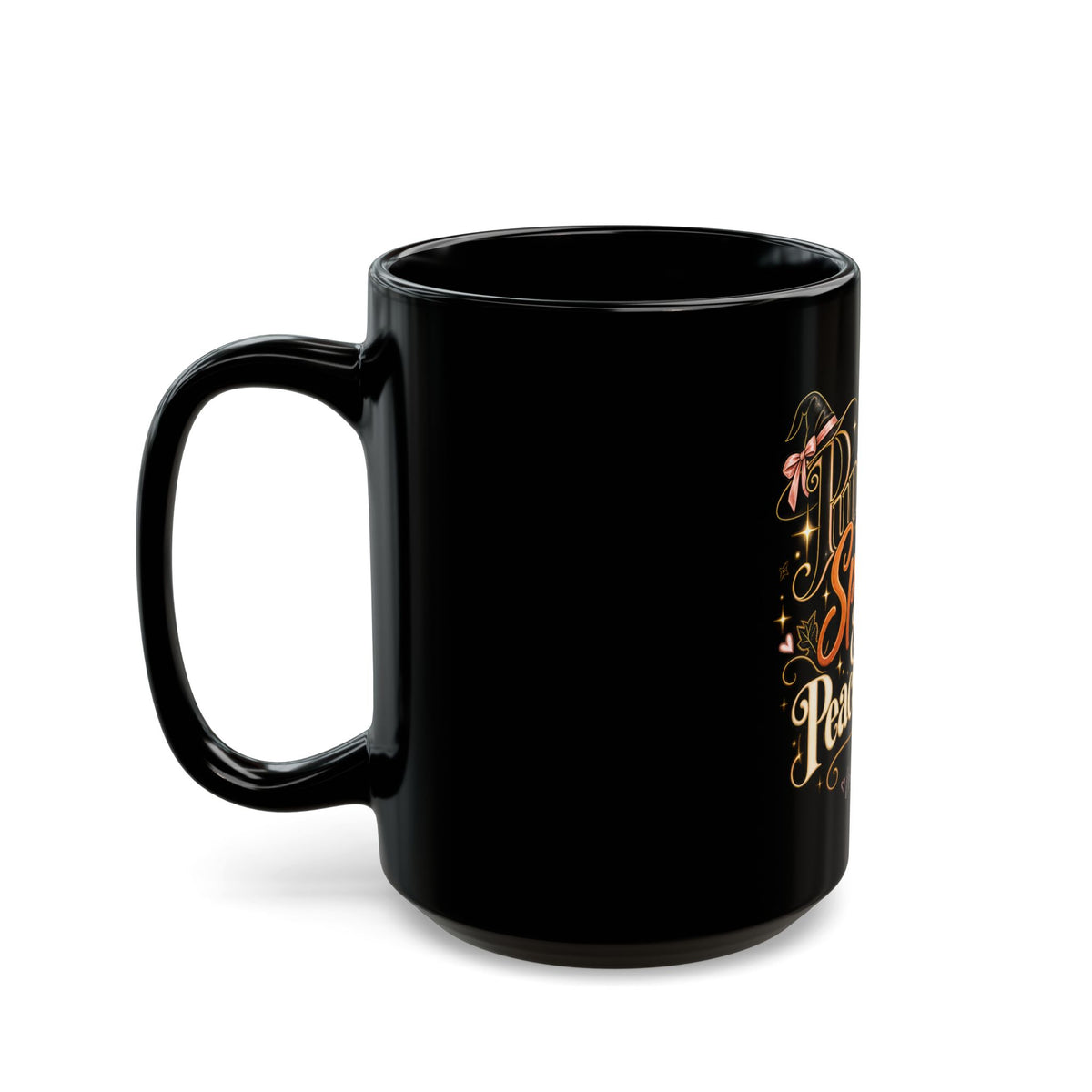 Pumpkin Spice & Peace of Mind Black Mug — Fall Coffee Cup (15oz) product image