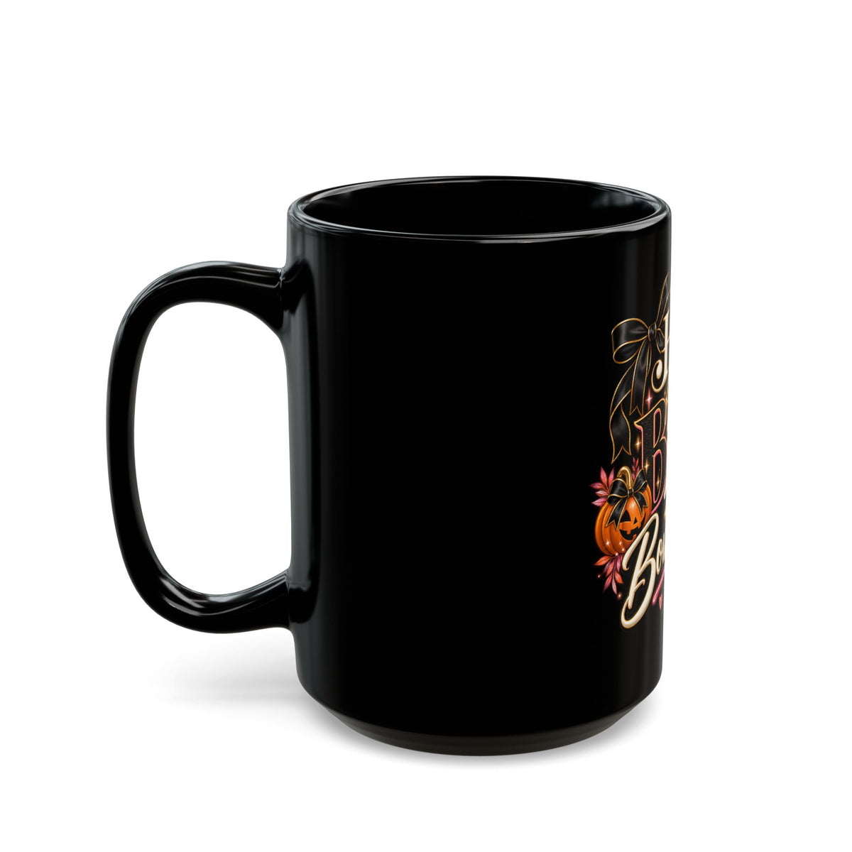 Here for the Boos & Boundaries Black Mug — Halloween Ghost Cup (15oz) product image