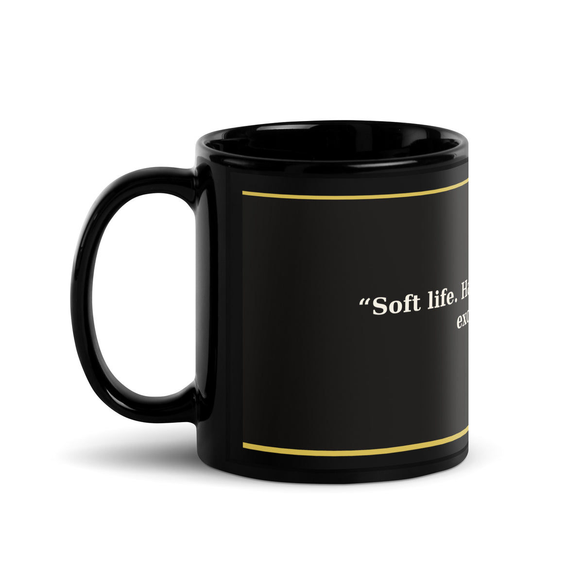 Hard Boundaries black and gold affirmation coffee mug, alternate angle