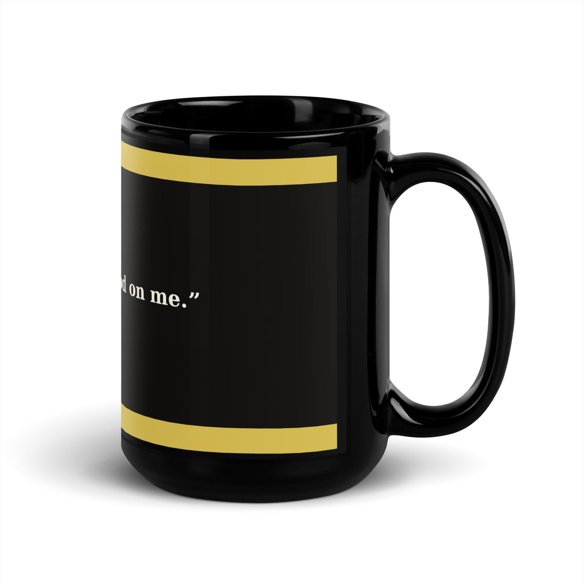 Healing Looks Good On Me black mug with gold lettering, lifestyle view